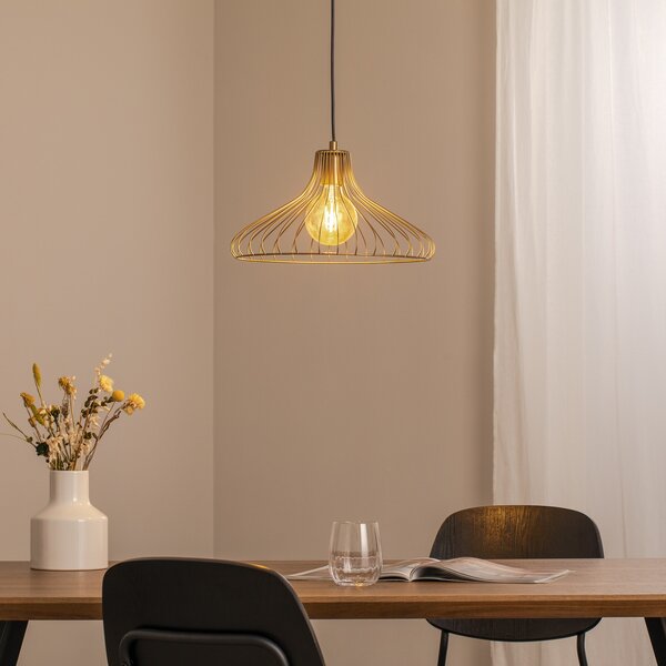 Opviq Lampă suspendată Depay, auriu, 1 bec, metal, Ø 36 cm, E27, reglabil, Auriu / Alamă, Camera de zi / sufragerie, Metal