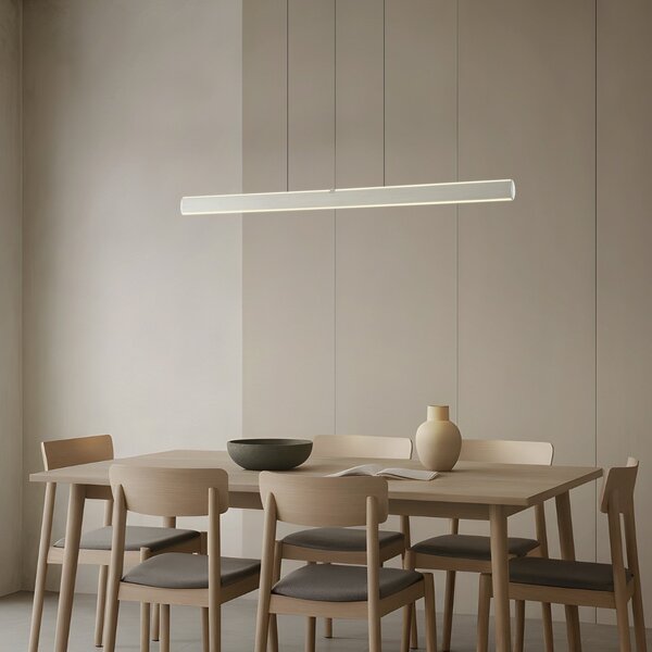 Lucande Lampă suspendată LED Arvon, culoare aluminiu, 117 cm, dimabil, CCT, reglabil, Metalic, Camera de zi / sufragerie, Metal, Modern
