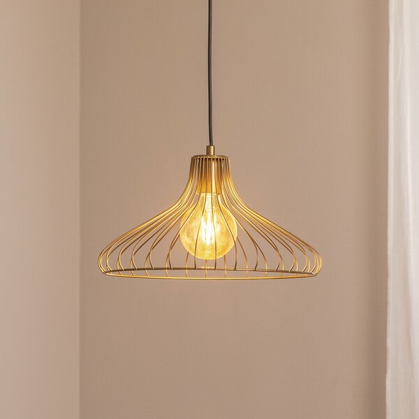 Opviq Lampă suspendată Depay, auriu, 1 bec, metal, Ø 36 cm, E27, reglabil, Auriu / Alamă, Camera de zi / sufragerie, Metal