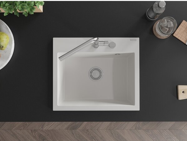 Mexen Oscar, chiuvetă granit cu 1 cameră 580x490x205 mm, alb, 6519581000-20