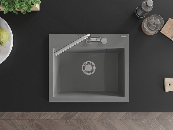 Mexen Oscar, chiuvetă granit cu 1 cameră 580x490x205 mm, gri, 6519581000-71