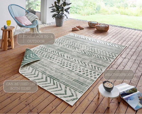 Covor adecvat pentru exterior NORTHRUGS Biri, 120 x 170 cm, verde-crem