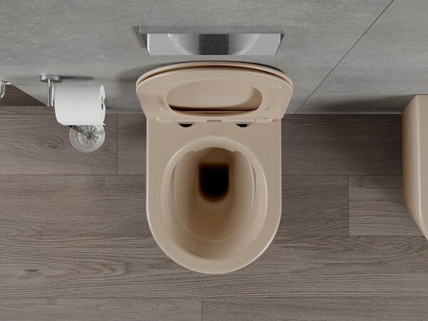 Mexen Rico, vas de toaletă suspendat 480x360x370 mm cu scaun cu cădere lentă, cappuccino mat, 30724064