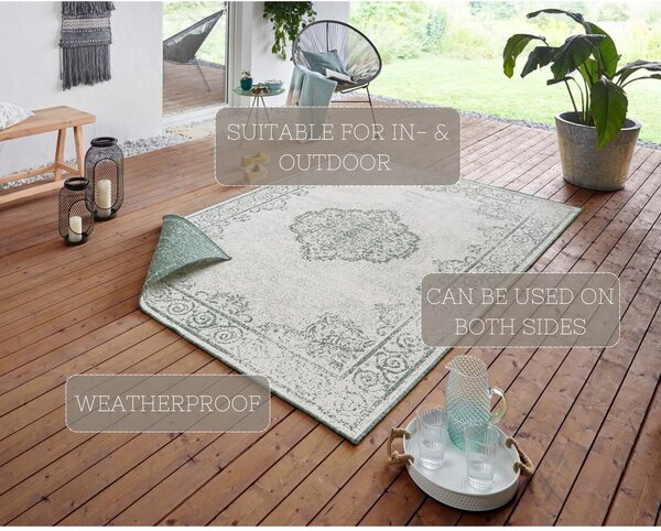 Covor adecvat pentru exterior NORTHRUGS Cebu, 80 x 150 cm, verde-crem