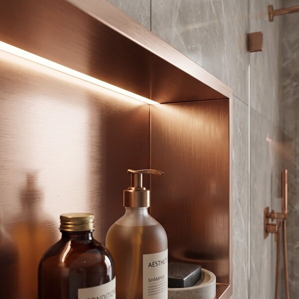 RAFT BAIE INCASTRAT PERETE LED 30x45 brush copper