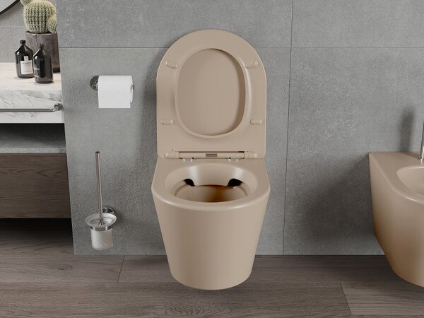 Mexen Rico, vas de toaletă suspendat 480x360x370 mm cu scaun cu cădere lentă, cappuccino mat, 30724064