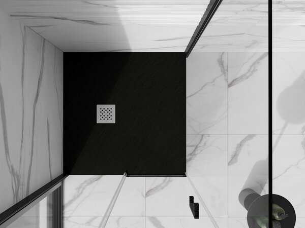 Mexen Stone+, cada pătrată din compozit mineral 70 x 70 cm, negru mat, 44707070