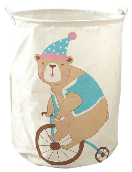 Cos pentru jucarii si rufe cu imprimeu CIRCUS BEAR 35x45 cm, crem