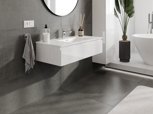 Mexen Orio, mobilier de baie 100 cm cu lavoar Otis, 1 sertar, alb lucios, 91A10-10023-1-BF00-W18M00
