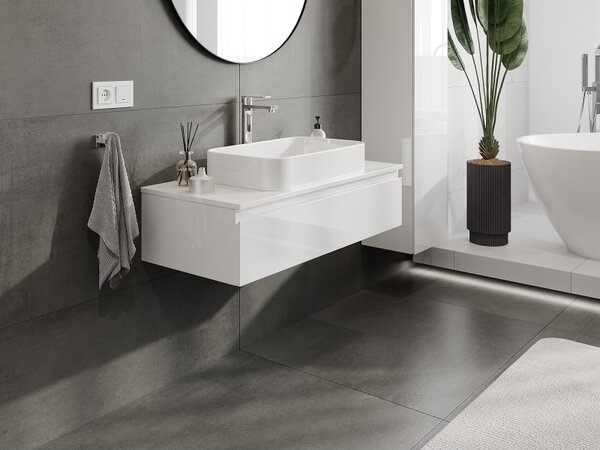 Mexen Orio, mobilier de baie 100 cm cu blat, 1 sertar, alb lucios, 91A10-10023-1-BFC00