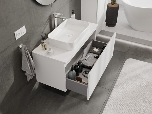 Mexen Orio, mobilier de baie 100 cm cu blat, 1 sertar, alb mat, 91A10-10047-1-BFC01