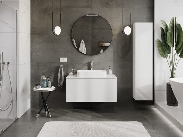 Mexen Orio, mobilier de baie 100 cm cu blat, 1 sertar, alb lucios, 91A10-10047-1-BFC00