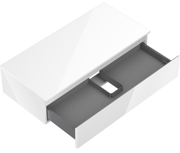Mexen Orio, mobilier de baie 100 cm cu blat, 1 sertar, alb lucios, 91A10-10023-1-BFC00