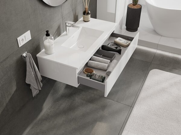 Mexen Orio, mobilier de baie 100 cm cu lavoar Otis, 1 sertar, alb lucios, 91A10-10023-1-BF00-W18M00