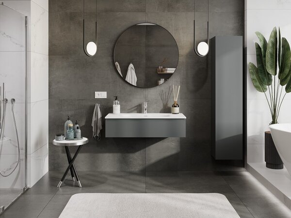 Mexen Orio, mobilier baie 100 cm cu lavoar Vela, 1 sertar, grafit mat/alb mat, 91A10-10023-1-BF66-W23M01