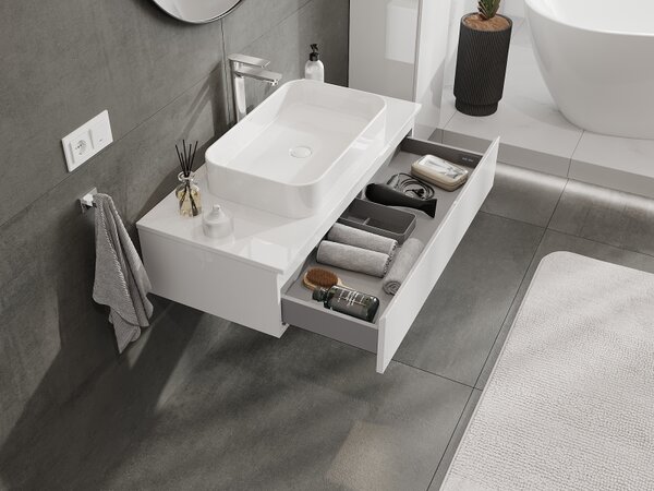 Mexen Orio, mobilier baie 100 cm, 1 sertar, alb lucios, 91A10-10023-1-BF00