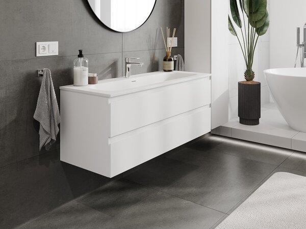 Mexen Orio, mobilier baie 120 cm cu lavoar Vela, 2 sertare, alb mat, 91A10-12047-2-BFF01-W23M01