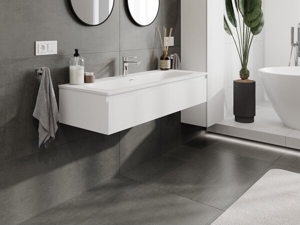 Mexen Orio, mobilier baie 120 cm cu lavoar Vela, 1 sertar, alb mat, 91A10-12023-1-BF01-W23M01