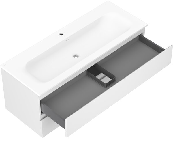Mexen Orio, mobilier baie 120 cm cu lavoar Vela, 2 sertare, alb mat, 91A10-12047-2-BFF01-W23M01