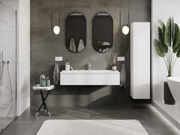 Mexen Orio, mobilier baie 120 cm cu lavoar Vela, 1 sertar, alb mat, 91A10-12023-1-BF01-W23M01