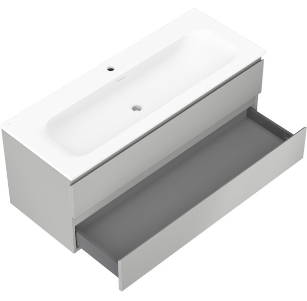 Mexen Orio, mobilier baie 120 cm cu lavoar Vela, 2 sertare, gri mat/alb mat, 91A10-12047-2-BFF62-W23M01