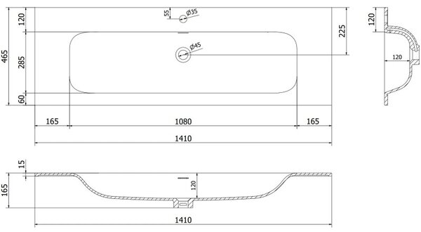 Mexen Orio, mobilier baie 140 cm cu lavoar Vela, 2 sertare, alb lucios, 91A10-14047-2-BFF00-W23M00