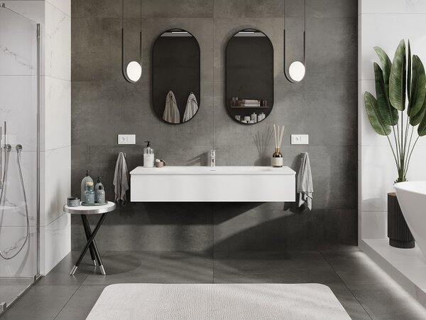 Mexen Orio, mobilier de baie 140 cm cu lavoar Vela, 1 sertar, alb mat, 91A10-14023-1-BF01-W23M01
