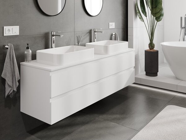 Mexen Orio, mobilier de baie 160 cm cu blat, 2 sertare, alb mat, 91A10-16047-2-BFFC01