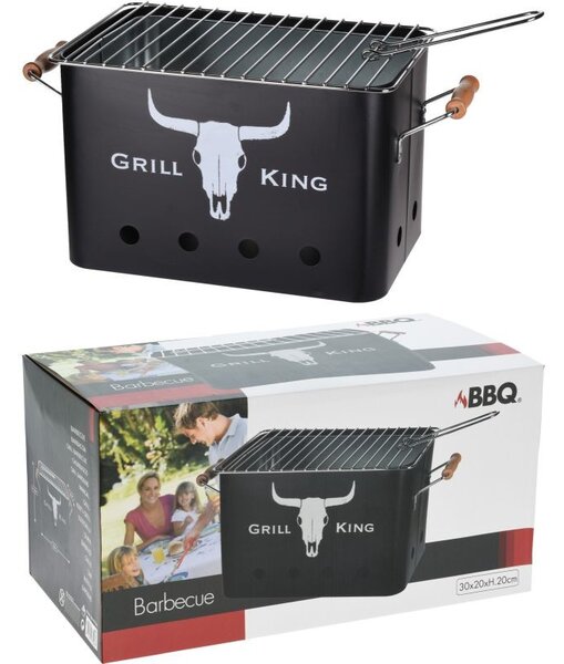 Gratar rectangular pe carbuni, portabil, grilaj detasabil, dimensiuni compacte