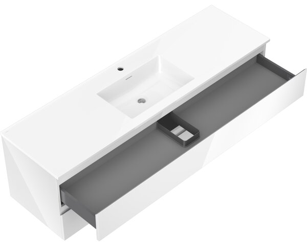 Mexen Orio, mobilier de baie 160 cm cu lavoar Otis, 2 sertare, alb lucios, 91A10-16047-2-BFF00-W18M00