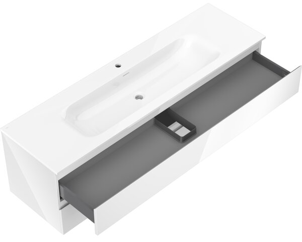 Mexen Orio, mobilier de baie 160 cm cu lavoar Vela, 2 sertare, alb lucios, 91A10-16047-2-BFF00-W23M00