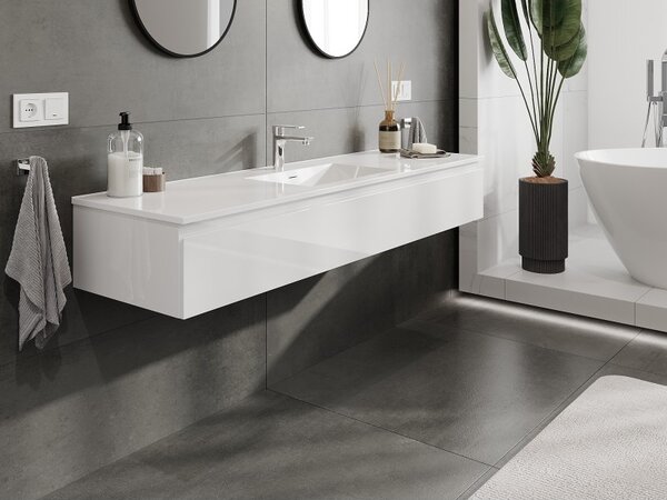 Mexen Orio, mobilier de baie 160 cm cu lavoar Otis, 1 sertar, alb lucios, 91A10-16023-1-BF00-W18M00