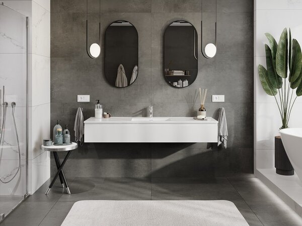 Mexen Orio, mobilier de baie 160 cm cu lavoar Otis, 1 sertar, alb lucios, 91A10-16023-1-BF00-W18M00