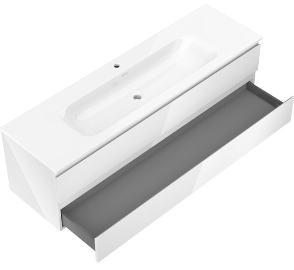 Mexen Orio, mobilier de baie 160 cm cu lavoar Vela, 2 sertare, alb lucios, 91A10-16047-2-BFF00-W23M00