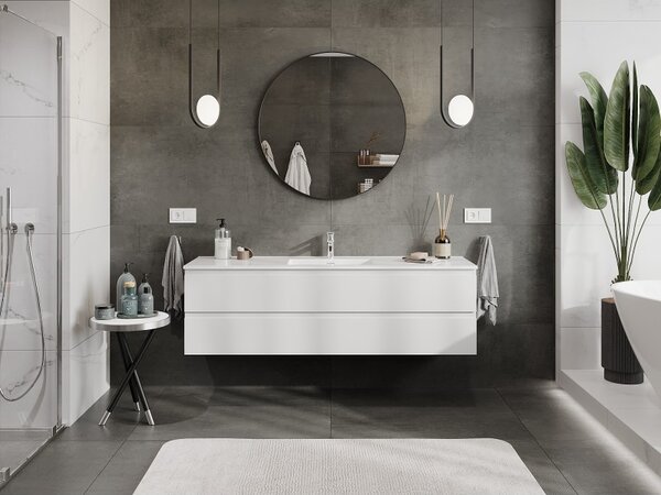 Mexen Orio, mobilier de baie 160 cm cu lavoar Otis, 2 sertare, alb lucios, 91A10-16047-2-BFF00-W18M00