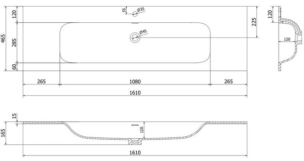 Mexen Orio, mobilier baie 160 cm cu lavoar Vela, 2 sertare, alb mat, 91A10-16047-2-BFF01-W23M01
