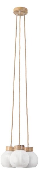Lustră pe cablu LOOMIS, 3xE27/15W/230V, 130 cm, bej/stejar