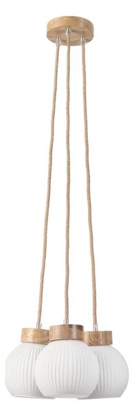 Lustră pe cablu LOOMIS 3x E27/15W/230V, 83 cm, bej/stejar