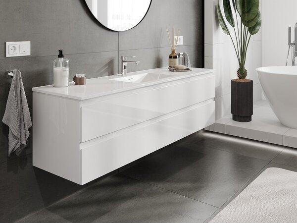 Mexen Orio, mobilier de baie 160 cm cu lavoar Otis, 2 sertare, alb lucios, 91A10-16047-2-BFF00-W18M00