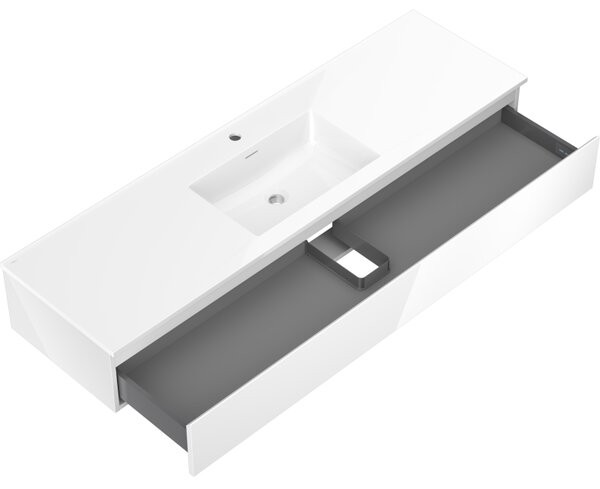 Mexen Orio, mobilier de baie 160 cm cu lavoar Otis, 1 sertar, alb lucios, 91A10-16023-1-BF00-W18M00
