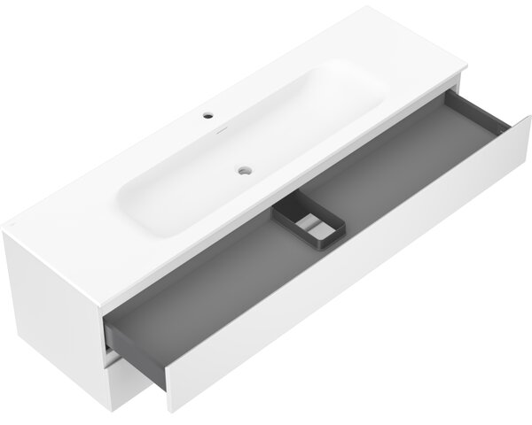 Mexen Orio, mobilier baie 160 cm cu lavoar Vela, 2 sertare, alb mat, 91A10-16047-2-BFF01-W23M01