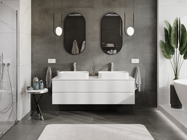 Mexen Orio, mobilier de baie 160 cm, 2 sertare, alb lucios, 91A10-16047-2-BFF00