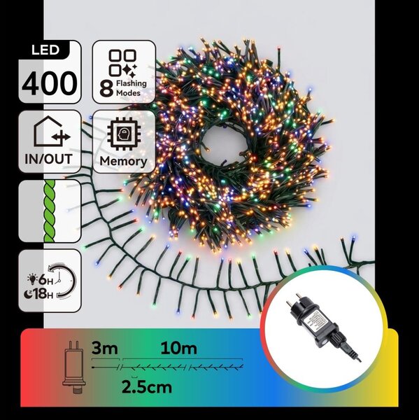 Aigostar - Ghirlandă LED de exterior pentru Crăciun 400xLED/8 funcții 13m IP44 multicoloră