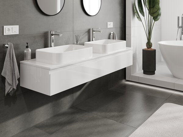 Mexen Orio, mobilier de baie 160 cm, 1 sertar, alb lucios, 91A10-16023-1-BF00