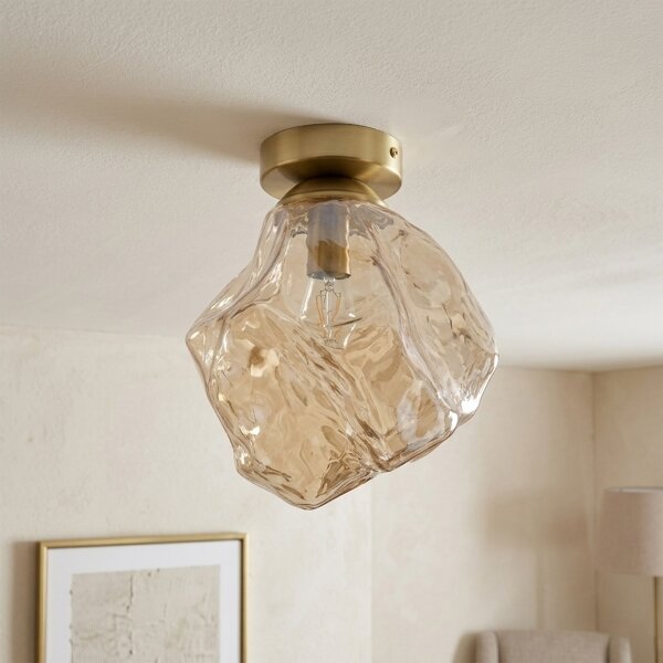 Plafonieră CRISTAL 1xE14/15W/230V alamă/bej fumuriu