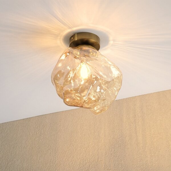 Plafonieră CRISTAL 1xE14/15W/230V alamă/bej fumuriu