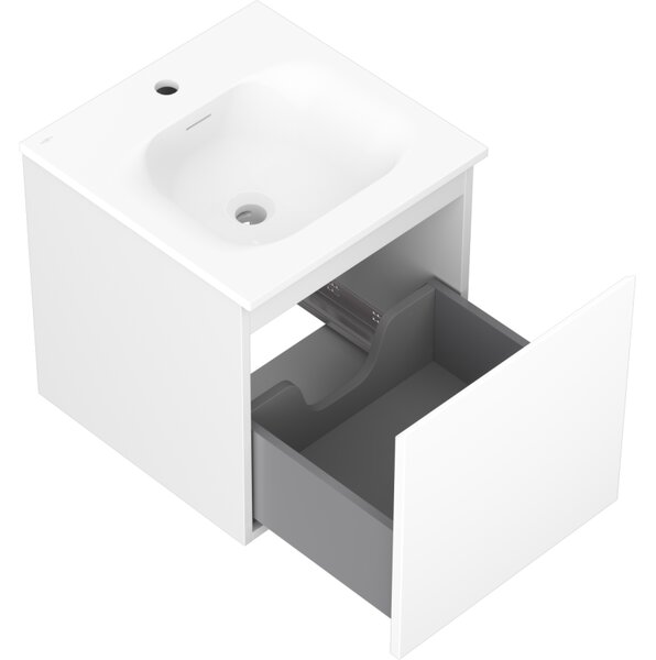 Mexen Orio, mobilier baie 45 cm cu lavoar Vela, 1 sertar, alb mat, 91A10-04547-1-BF01-W23M01