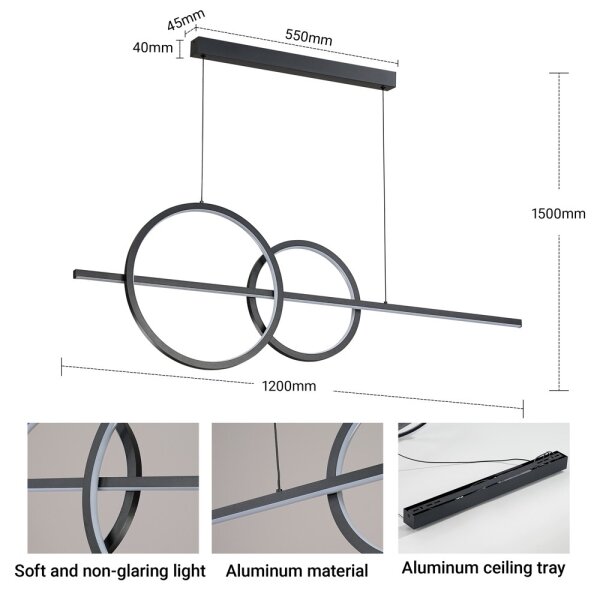 BRILAGI - Lustră LED reglabilă pe cablu SIGNATURE LED/53W/230V 120 cm neagră + telecomandă