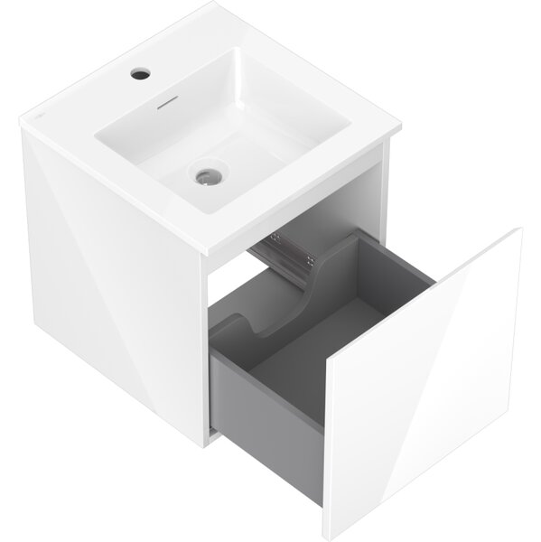 Mexen Orio, mobilier de baie 45 cm cu lavoar Otis, 1 sertar, alb lucios, 91A10-04547-1-BF00-W18M00