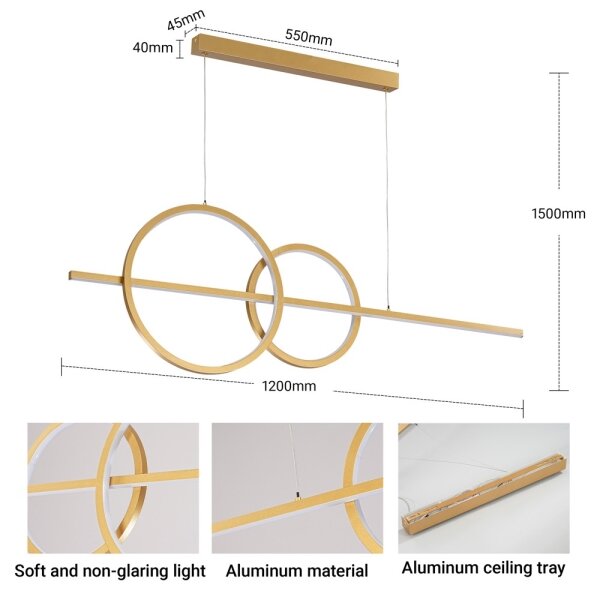 BRILAGI - Lampă suspendată LED reglabilă pe cablu SIGNATURE LED/53W/230V 120 cm aurie + telecomandă
